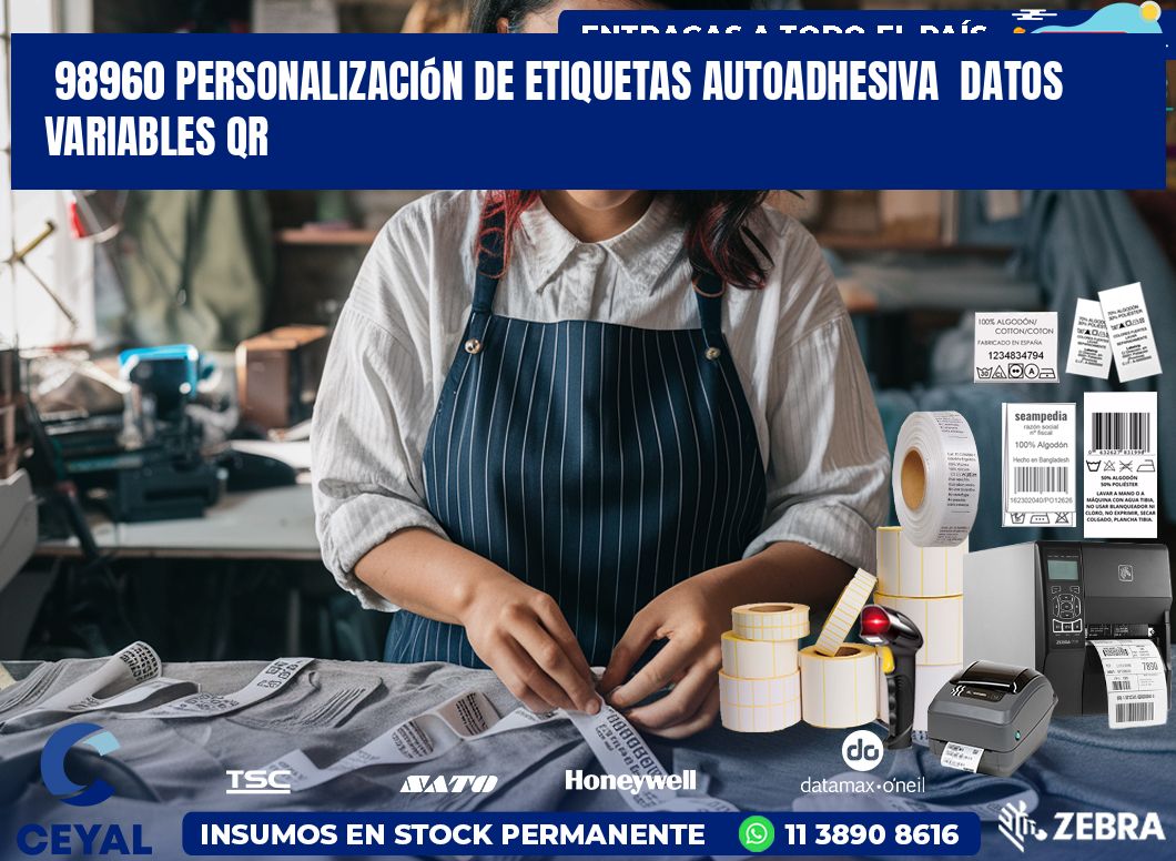 98960 Personalización de etiquetas autoadhesiva  datos variables QR