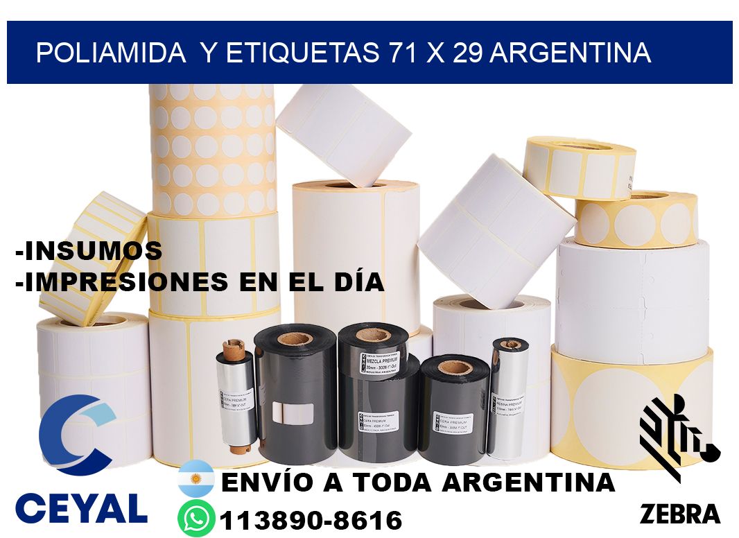 Poliamida y etiquetas 71 x 29 argentina