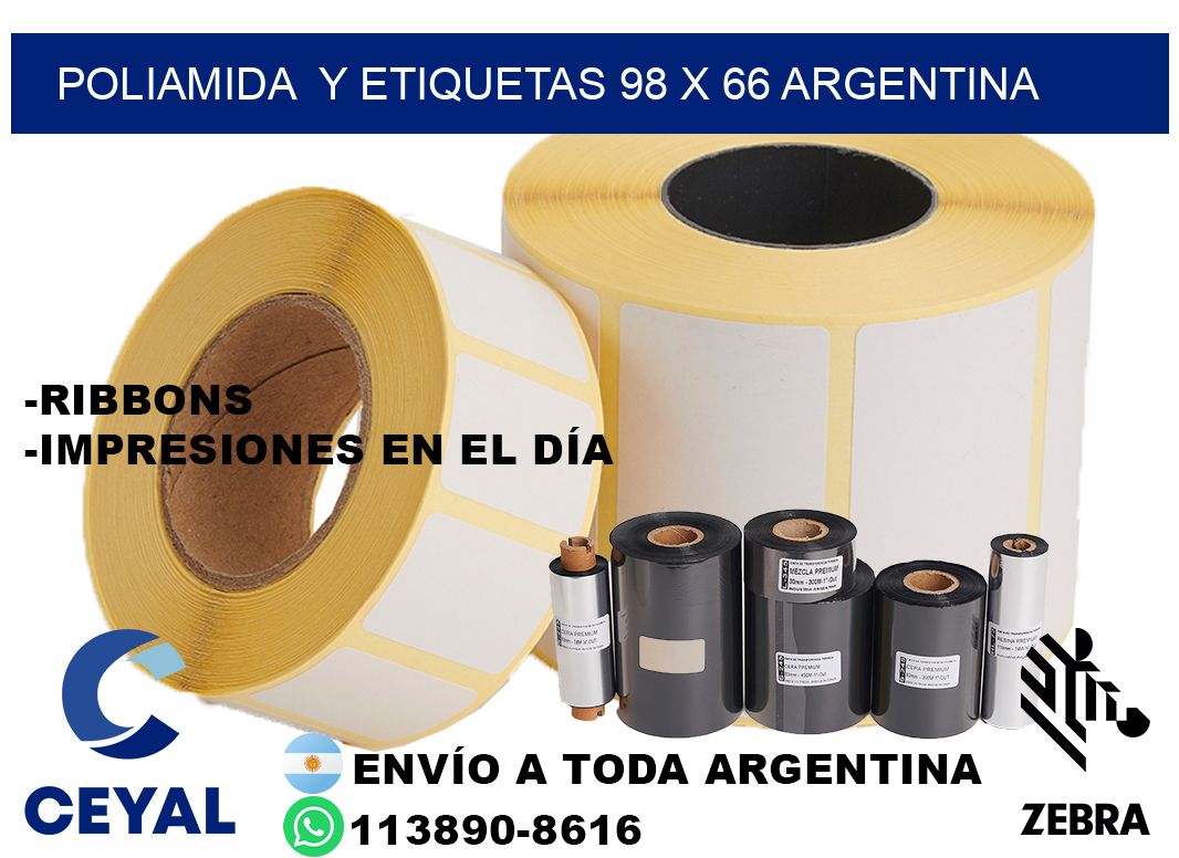 Poliamida y etiquetas 98 x 66 argentina