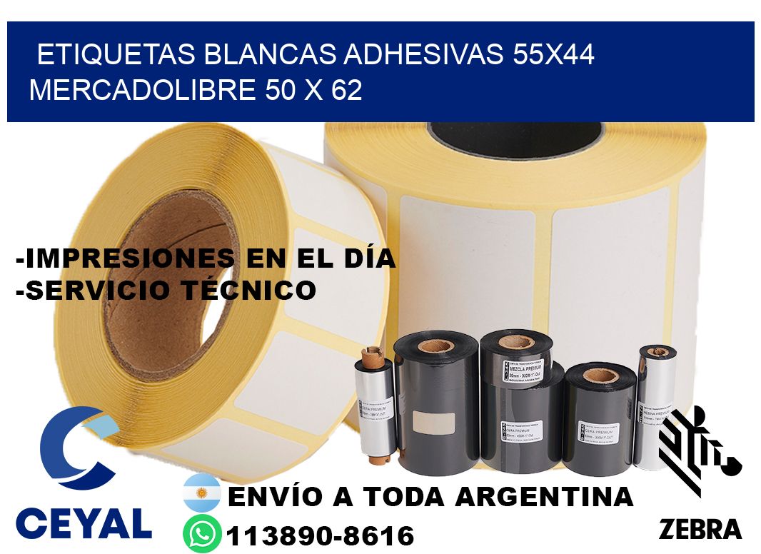 etiquetas blancas adhesivas 55x44 mercadolibre 50 x 62