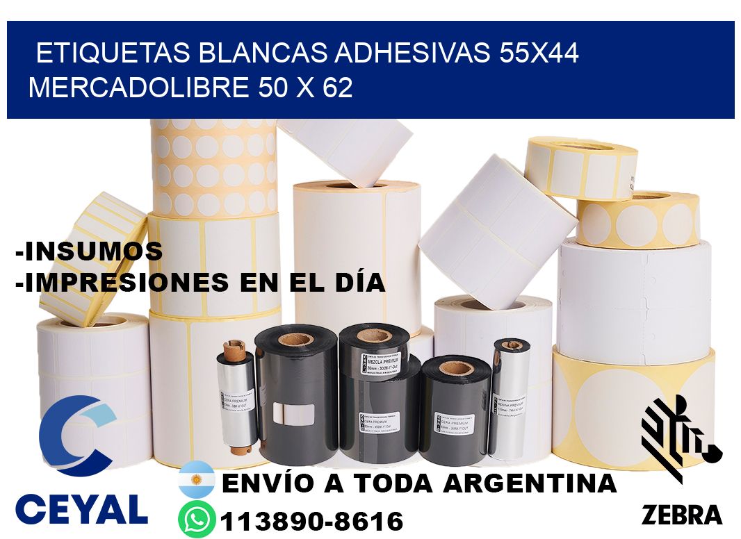 etiquetas blancas adhesivas 55x44 mercadolibre 50 x 62