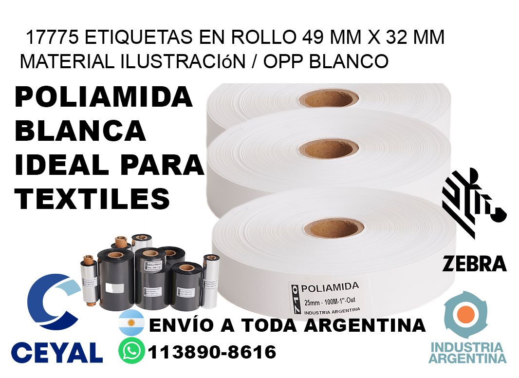 17775 Etiquetas en rollo 49 mm x 32 mm material Ilustración / OPP Blanco