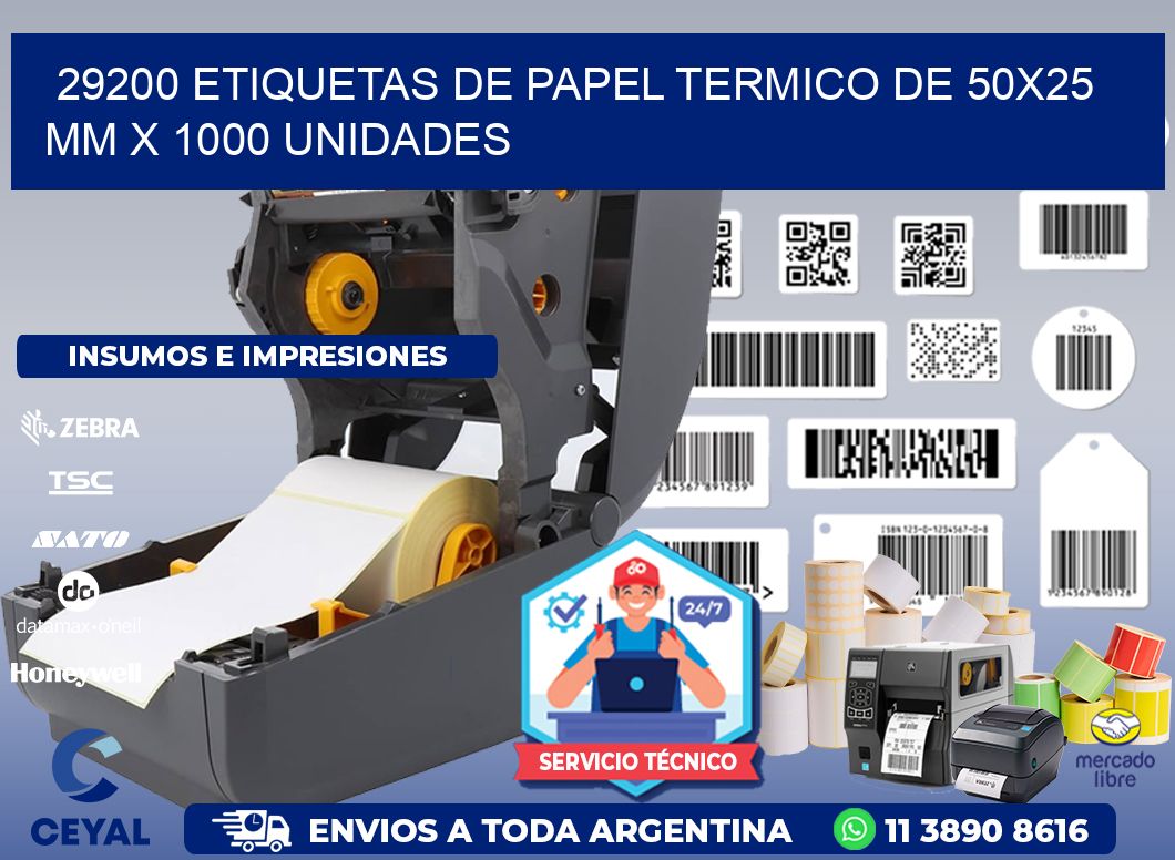 29200 Etiquetas De Papel Termico De 50x25 Mm X 1000 Unidades