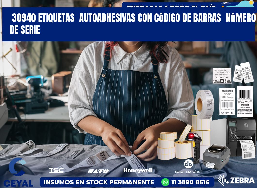 30940 etiquetas  autoadhesivas con código de barras  número de serie