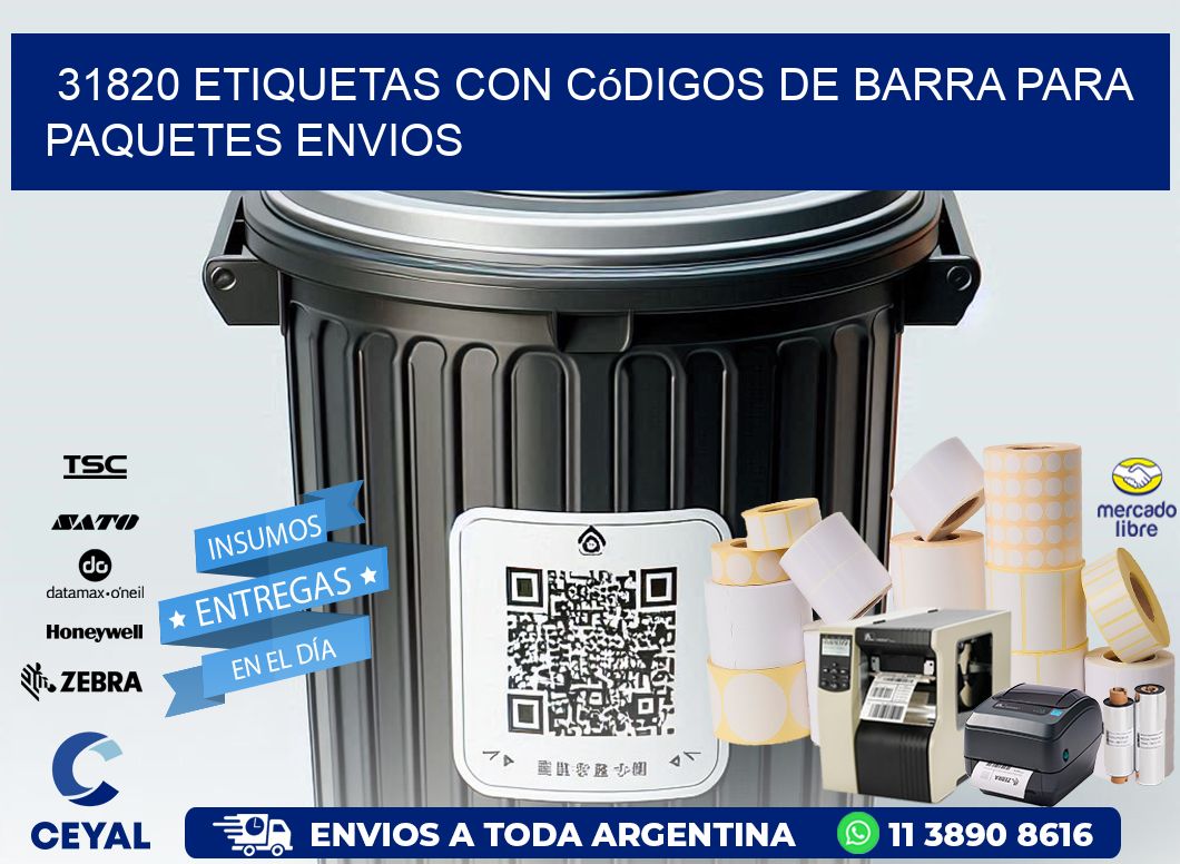31820 etiquetas con códigos de barra para paquetes envios