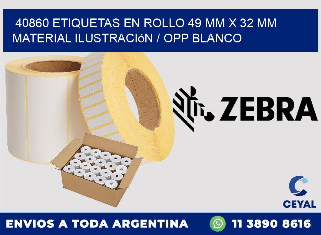40860 Etiquetas en rollo 49 mm x 32 mm material Ilustración / OPP Blanco