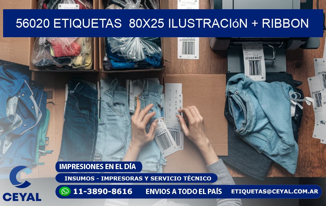 56020 etiquetas 80x25 ilustración + ribbon