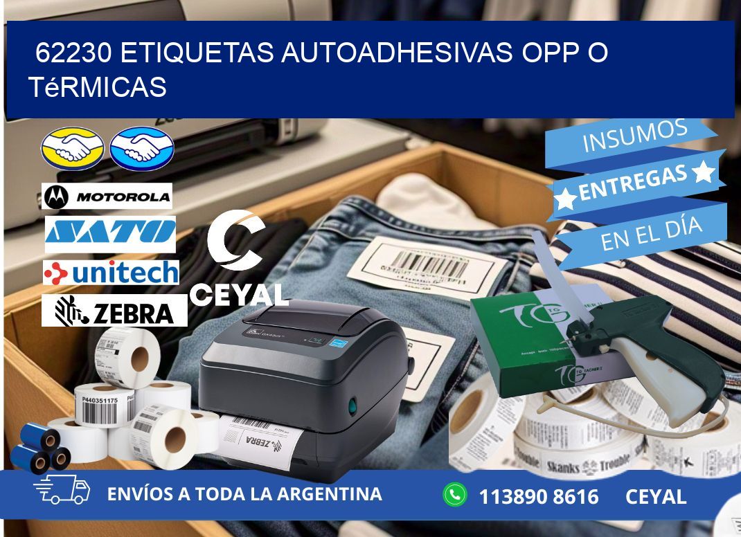 62230 etiquetas autoadhesivas opp o térmicas