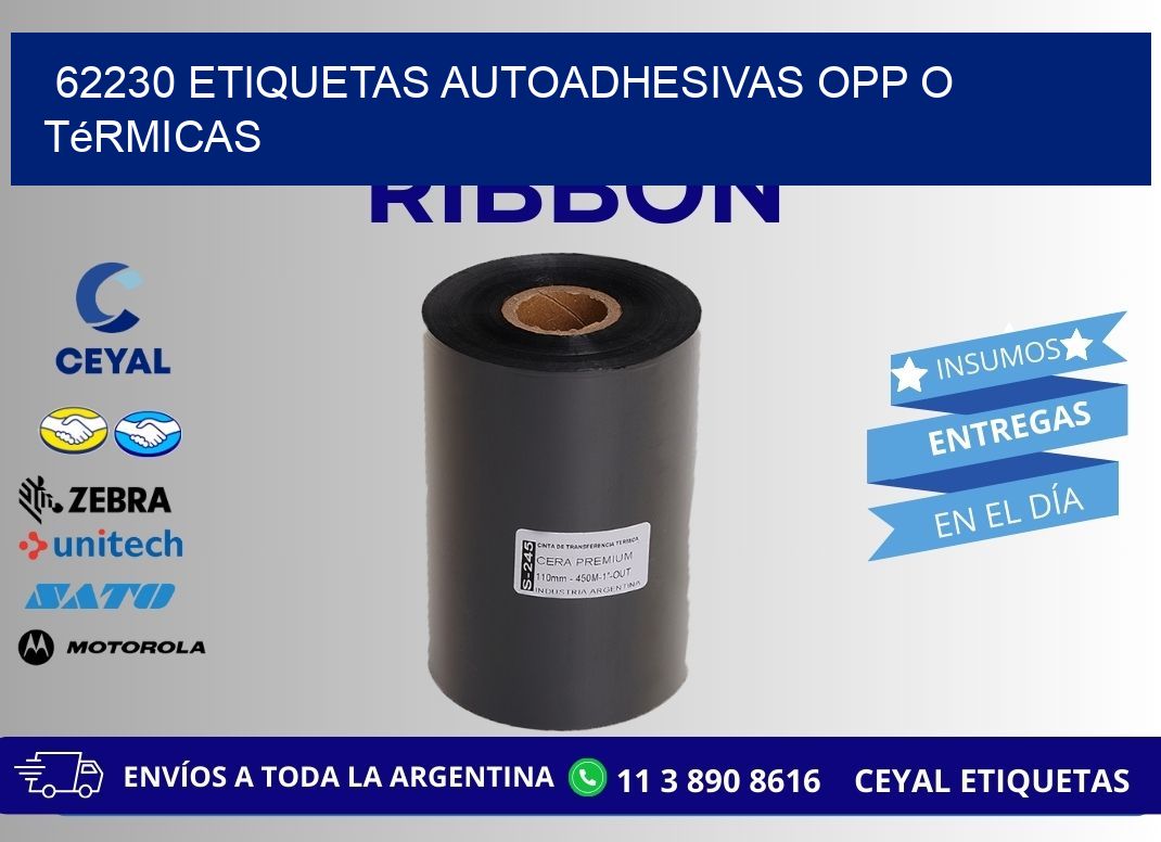 62230 etiquetas autoadhesivas opp o térmicas