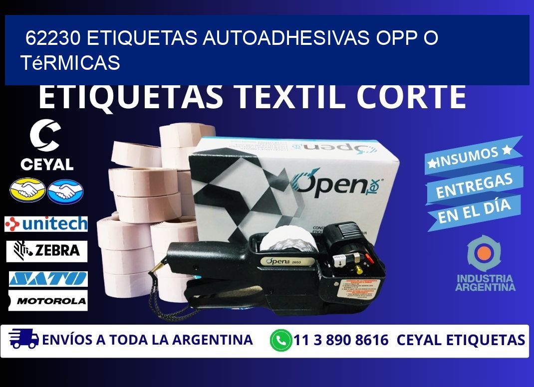 62230 etiquetas autoadhesivas opp o térmicas