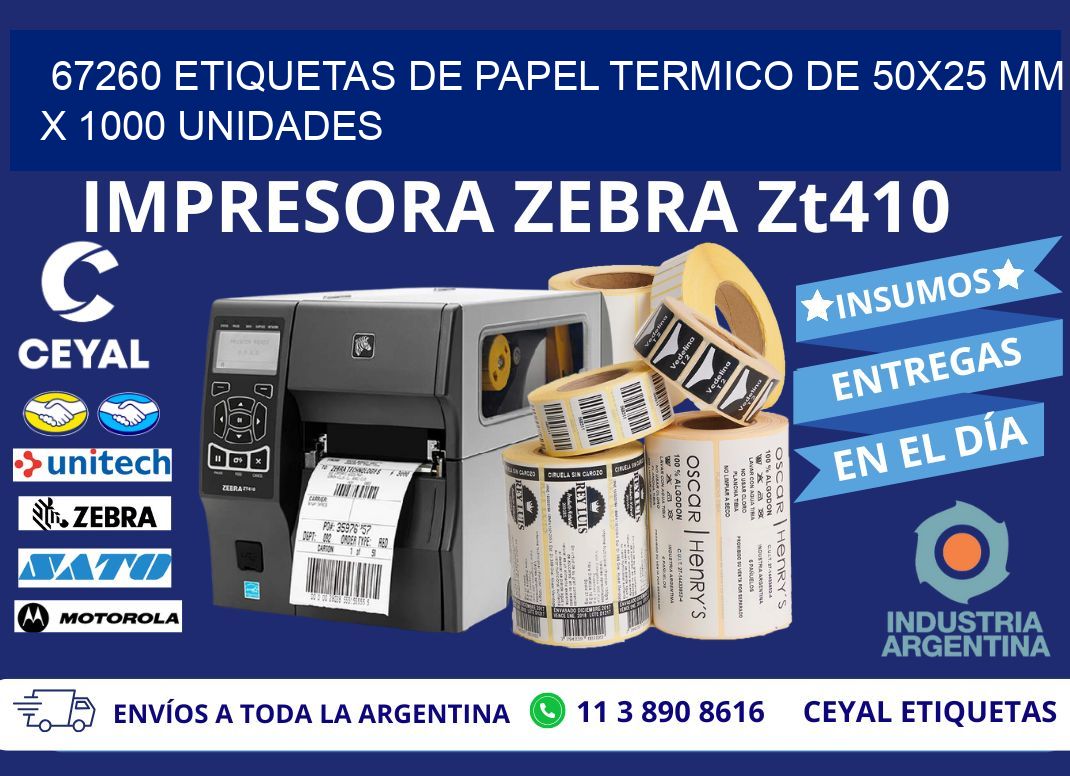 67260 Etiquetas De Papel Termico De 50x25 Mm X 1000 Unidades