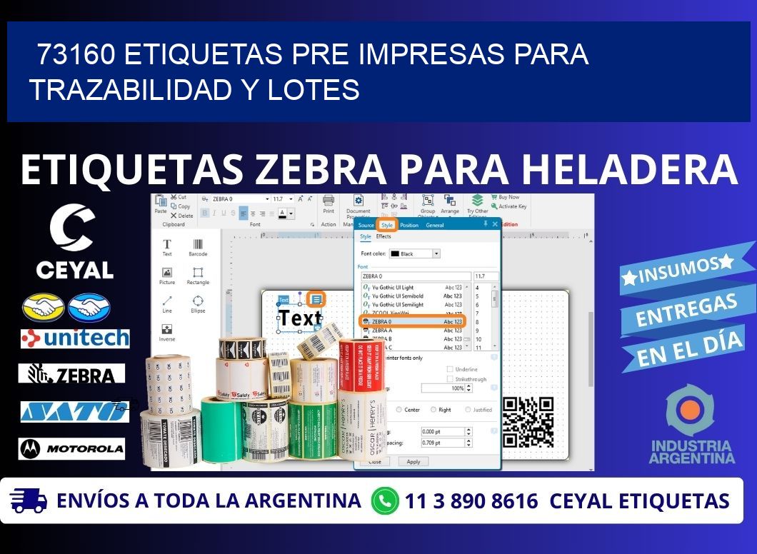 73160 etiquetas pre impresas para trazabilidad y lotes