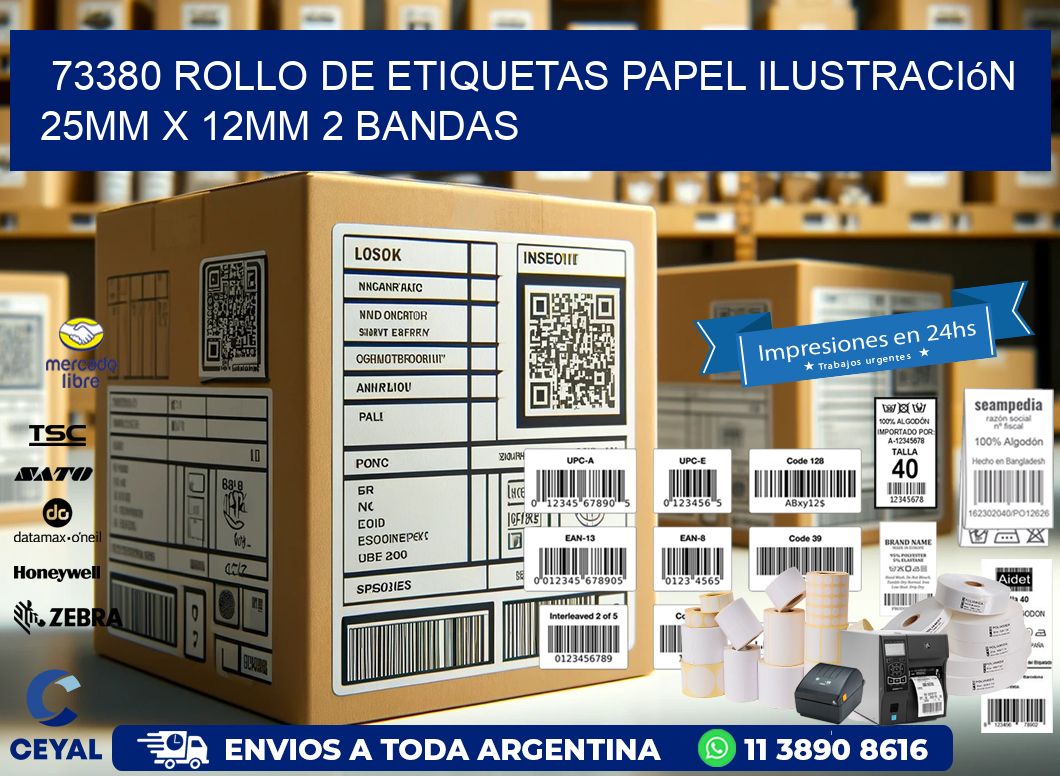 73380 Rollo de Etiquetas Papel Ilustración 25mm x 12mm 2 Bandas