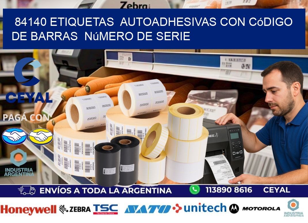 84140 etiquetas autoadhesivas con código de barras número de serie
