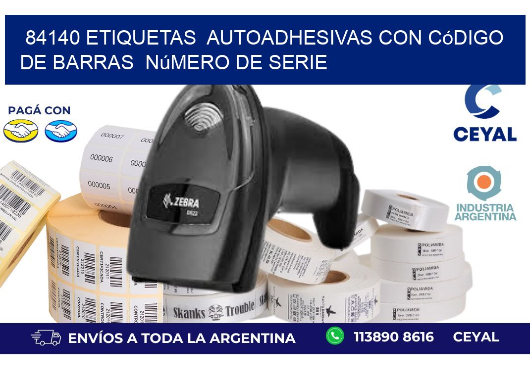 84140 etiquetas autoadhesivas con código de barras número de serie