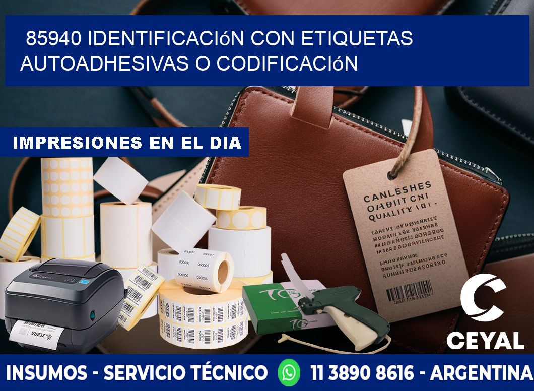 85940 identificación con etiquetas autoadhesivas o codificación