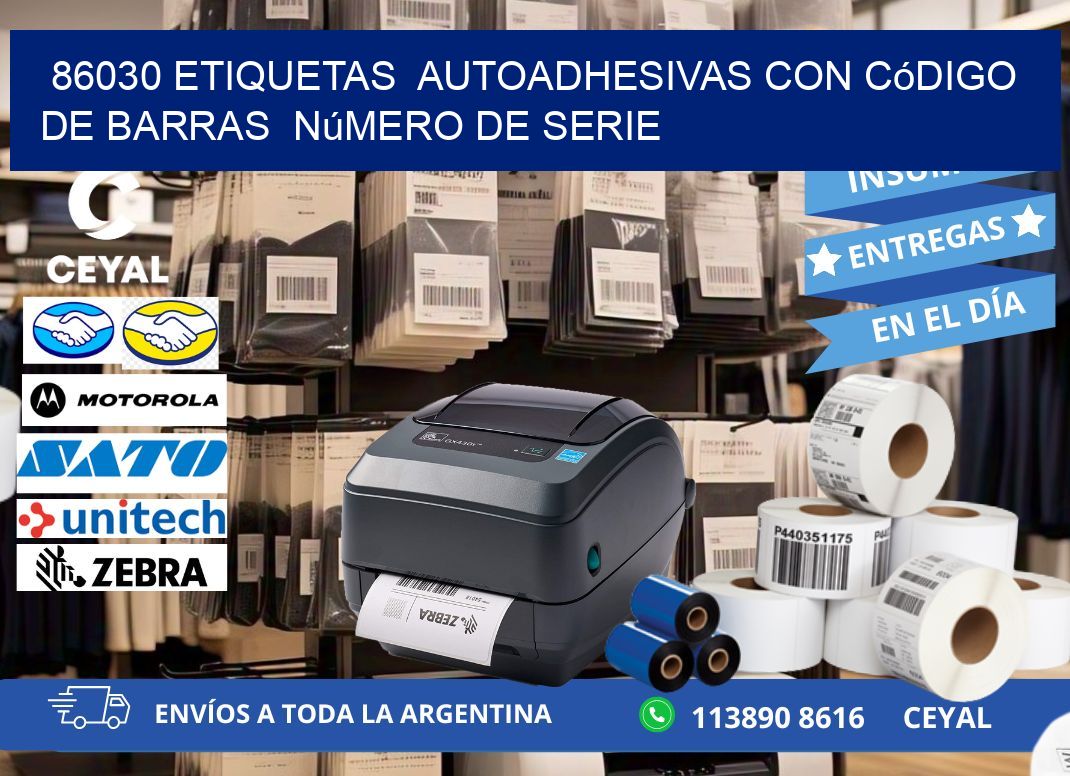 86030 etiquetas  autoadhesivas con código de barras  número de serie