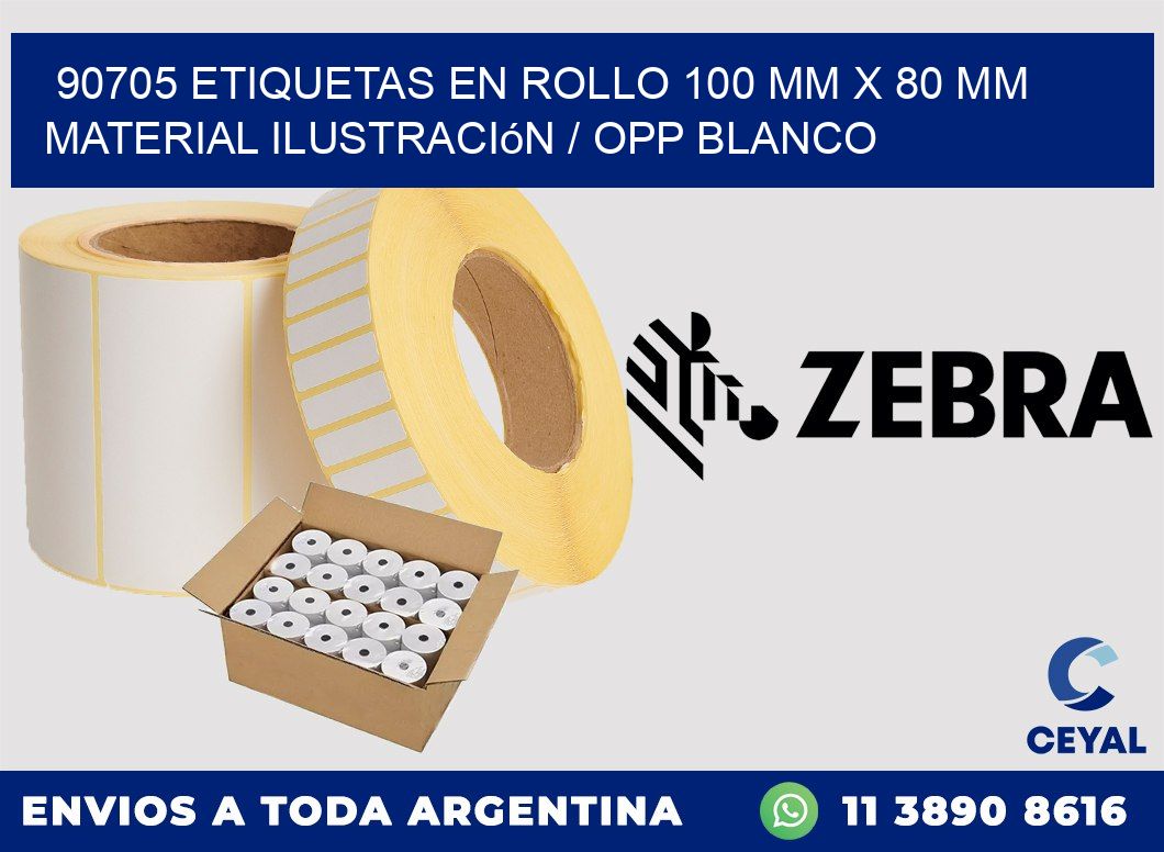 90705 Etiquetas en rollo 100 mm x 80 mm material Ilustración / OPP Blanco