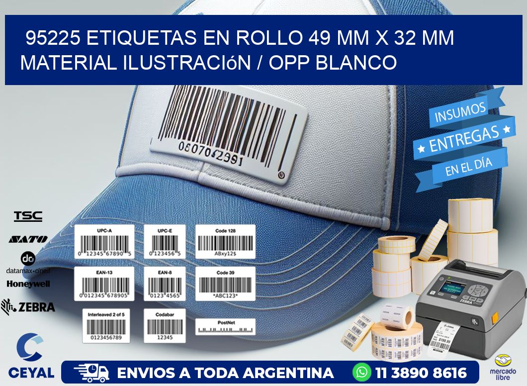 95225 Etiquetas en rollo 49 mm x 32 mm material Ilustración / OPP Blanco