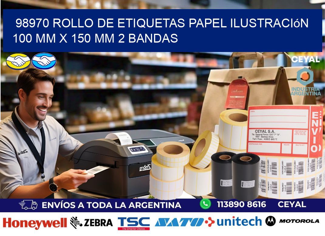 98970 Rollo de Etiquetas Papel Ilustración 100 mm x 150 mm 2 Bandas